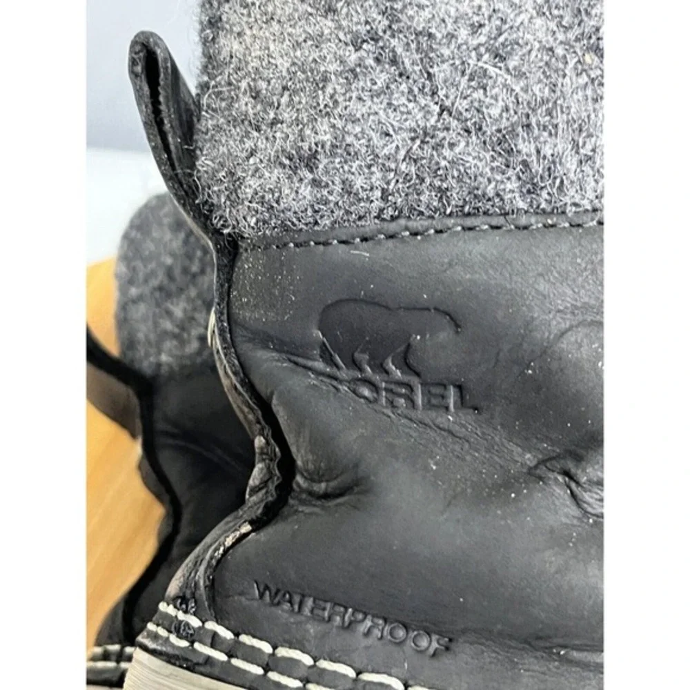 Sorel Slimpack II Lace Boots Womens 7 Black Kettle Waterproof Leather NL2348-010